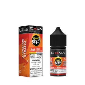 Flavour Beast x Oxva Salt Nic Vape Juice -  Fresh Peach Cherry Lemon Ice (30ml)